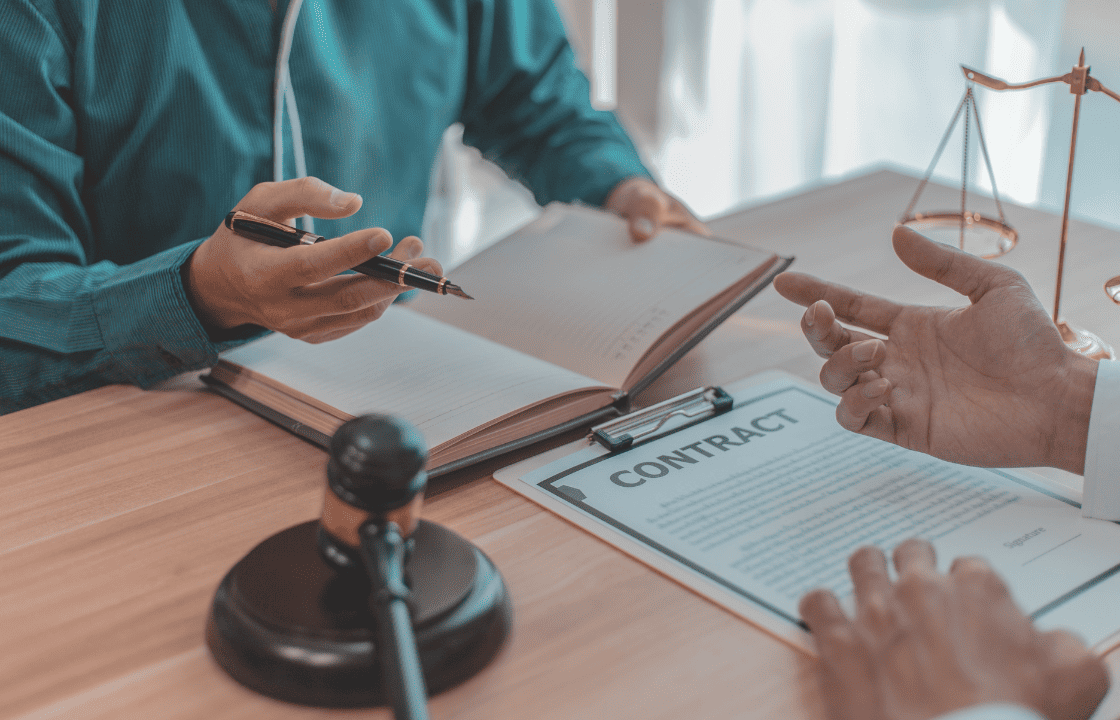 Legal documents and a gavel